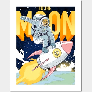 Doge to the Moon! (With Text) Posters and Art